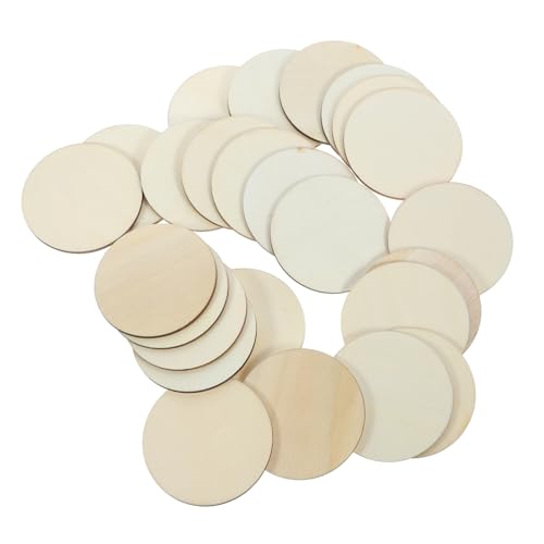 PERSELOSO 50 Stück Runde Holzscheiben für DIY Bastelprojekte Unvollendete Holzornamente für Hochzeitsdekoration Scrapbooking Malerei und Geschenkideen Hochwertigem Holz von PERSELOSO