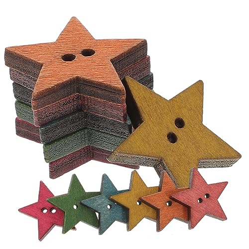 PERSELOSO 50Stücke Holzknöpfe Bunten Fünfzackigen Sternformen DIY Bastelverzierungen für Kleidung und Projekte Handarbeiten und Dekorationen von PERSELOSO