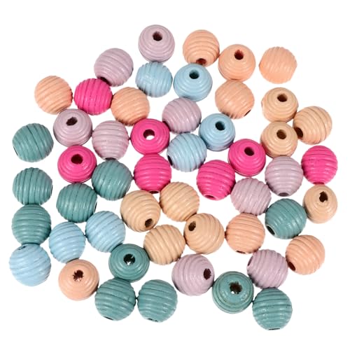PERSELOSO 50Stücke Holzperlen für DIY Halsketten und Armbänder Lose Perlen zur Schmuckherstellung Dekorative Perlen für Bastelprojekte von PERSELOSO