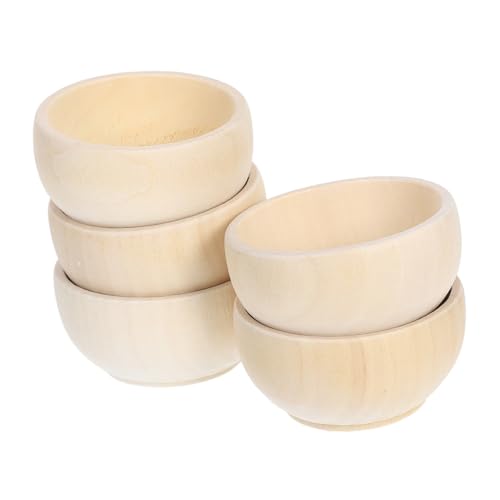 PERSELOSO 5Stücke Mini Holzschalen Natürlichem Holz für DIY Dekoration Unvollendete Holzspielzeuge Kreative Bastelideen und für Kunsthandwerk von PERSELOSO