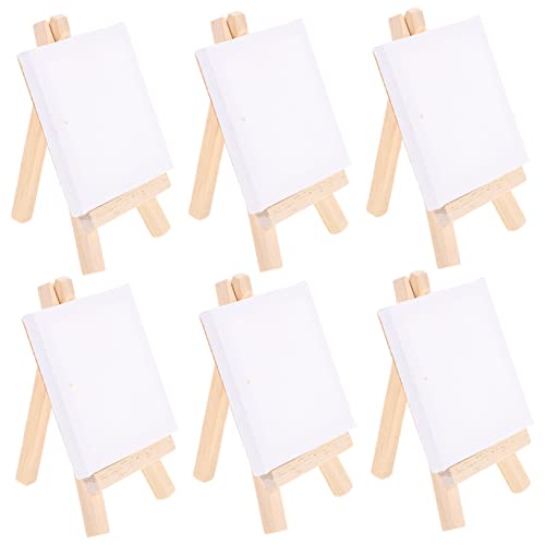 PERSELOSO 6 Sätze Mini Staffelei Set Holz mit Maltafeln für Hobbykünstler Leicht zu Transportieren Fördert Kreativität und Manuelle Fähigkeiten für Öl und Acrylmalerei von PERSELOSO