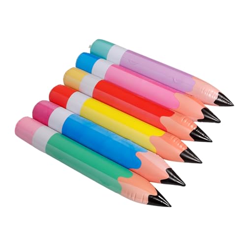 PERSELOSO 6 Stück Aufblasbarer Bleistift Riesen Bleistift Deko für Schulanfang Klassenzimmer Party Fotorequisiten Bunten Farben Gelb Blau Grün Rot von PERSELOSO