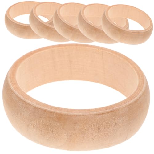 PERSELOSO 6 Stück DIY Holzarmbänder Unbemalte Holzarmreifen für Kreative Schmuckgestaltung für Bastelprojekte für DIY Projekte von PERSELOSO