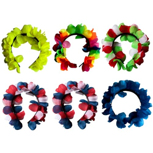 PERSELOSO 6 Stück Teiliges Hawaii Blumen Haarband Lustige Kopfband für Strandpartys Festivals und Cosplay aus Strapazierfähigem und Gemischte Farben für Damen Outfits PERSELOSO 6 Stück Teiliges Hawaii Blumen Haarband Lustige Kopfband für Strandpartys Festivals und Cosplay aus Strapazierfähigem und Gemischte Farben für Damen Outfits von PERSELOSO