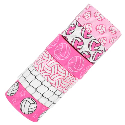 PERSELOSO 6 Stück Volleyball Dekorationsbänder Pinkes Grosgrain Sport Themen Geschenkband für Diy Bastelprojekte Partys und Cheer Team Dekorationen von PERSELOSO