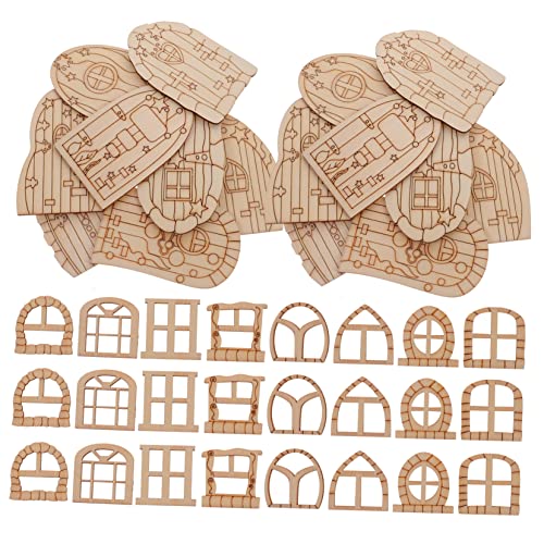 PERSELOSO 64Stücke Teiliges Feenhaus Holz Miniaturtüren und Fenster für DIY Garten Accessoires Unbemalt Bastelprojekte und Dekorationen im Feengarten PERSELOSO 64Stücke Teiliges Feenhaus Holz Miniaturtüren und Fenster für DIY Garten Accessoires Unbemalt Bastelprojekte und Dekorationen im Feengarten von PERSELOSO