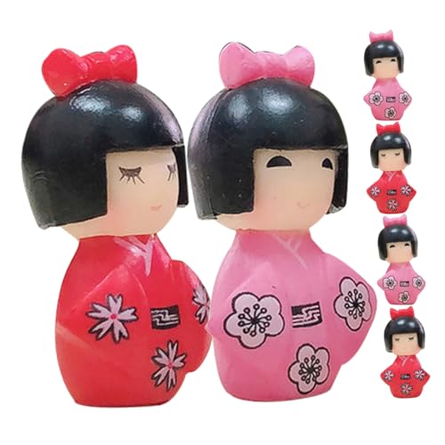 PERSELOSO 6stücke Teiliges Japanische Kimono Puppen Traditionelle Asiatische Figuren Für Tischdekoration Miniatur Ornament Für Schlafzimmer Und Büro Kulturelle Detailarbeit von PERSELOSO