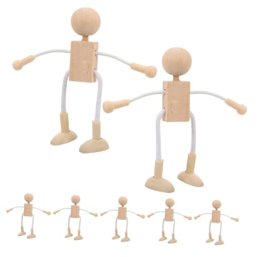 PERSELOSO 7 Stück Teiliges Holzpuppen zum Bemalen Glatte Oberfläche DIY Holzfiguren für Erwachsene Kreative Bastelfiguren Sichere Naturbelassene Holzrohlinge für Dekoration und Geschenk von PERSELOSO