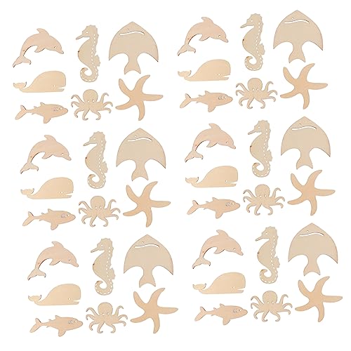 PERSELOSO 70 Stück Teiliges Meeres Tier Holzscheiben zum Bemalen Naturbelassene DIY Holz Ausschnitte für Bastelprojekte Hochzeit Partydeko und Kreative Handarbeiten von PERSELOSO