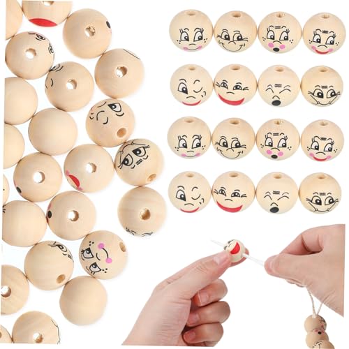 PERSELOSO 80Stücke Holzperlen mit Lächelndem Gesicht Runde Bastelperlen Holz Lose Holzperlen für DIY Schmuck Scrapbooking und Heimdekoration Bastelideen PERSELOSO 80Stücke Holzperlen mit Lächelndem Gesicht Runde Bastelperlen Holz Lose Holzperlen für DIY Schmuck Scrapbooking und Heimdekoration Bastelideen von PERSELOSO