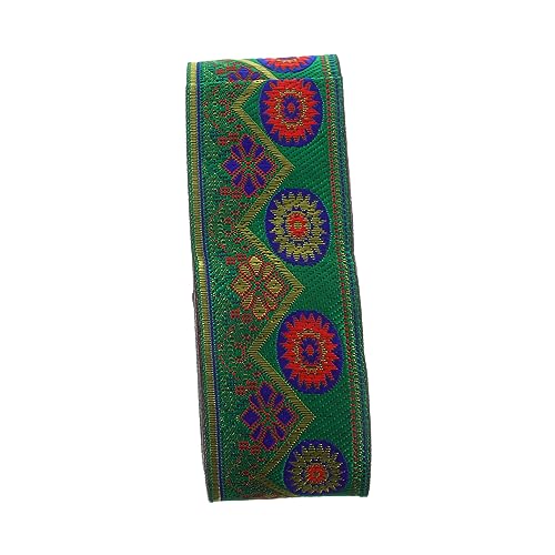 PERSELOSO Besticktes Spitzenband Stickereiflecken Blumen goldenes Spitzenband Party Hochzeit ethnische Blume floral besticktes Band Stickerei zum Nähen besticktes Webband Boho-Band Polyester von PERSELOSO
