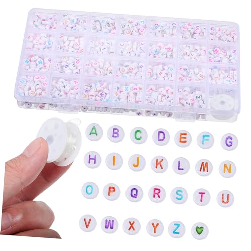 PERSELOSO Buchstabenperlen Kleine Farbige Alphabetperlen mit Elastischer Schnur zum Schmuckherstellen von Armbändern für DIY Projekte und PERSELOSO Buchstabenperlen Kleine Farbige Alphabetperlen mit Elastischer Schnur zum Schmuckherstellen von Armbändern für DIY Projekte und von PERSELOSO