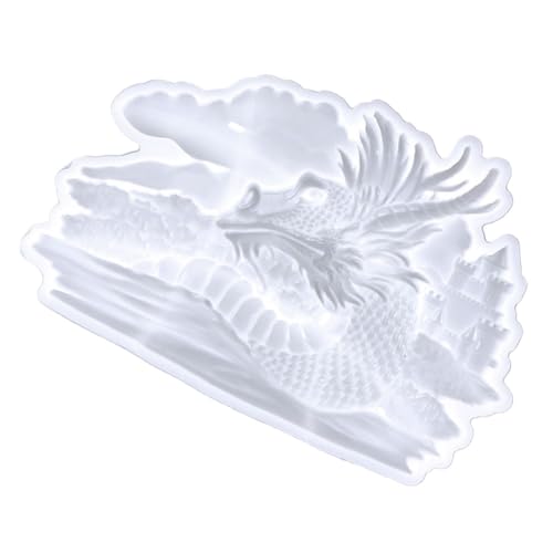 PERSELOSO Dragon Head Silikonform Flexible Gießform für DIY Harzprojekte Langlebig Einfach zu Entformen Geeignet für Wanddekoration und Kreative Bastelideen Weiß von PERSELOSO