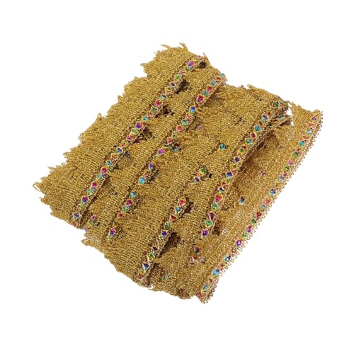 PERSELOSO Gold Metallic Spitzenband mit Pailletten Robustes Dekoband für DIY Hochzeitskleider Bastelprojekte und Blumendekorationen Luxuriöser Goldfarbener Stoffbesatz von PERSELOSO