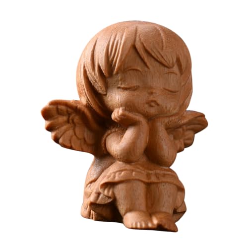 PERSELOSO Holzfigur Gartenengel-Statue Handgefertigt Für Draußen Mit Engelsflügeln Zur Schaustellung Als Religiöses Dekorationsornament Für Garten Oder Schreibtisch von PERSELOSO