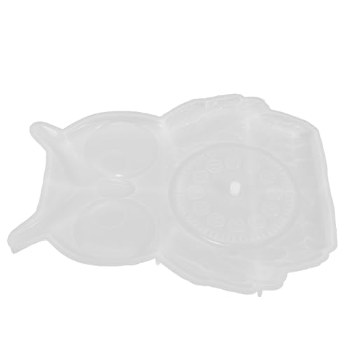 PERSELOSO Silikonform Katzenkopf Uhr Wanddekor Gießform für DIY Bastelprojekte Halbrelief Owl Clock Wandkunst Gießform für Kreationen Weiß von PERSELOSO