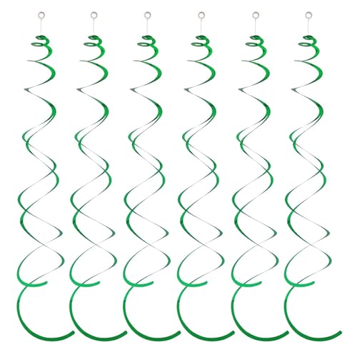 PERZOE Geruchlose Hängedekorationen, 6 Stück, Spiralanhänger, Party-Luftschlangen, Kunststoff-Luftschlangen, Doppelschwanz-Deckenfolie Dunkelgrün von PERZOE