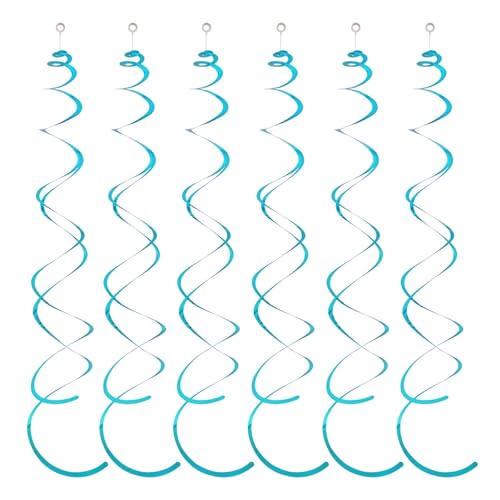 PERZOE Geruchlose Hängedekorationen, 6 Stück, Spiralanhänger, Party-Luftschlangen, Kunststoff-Luftschlangen, Doppelschwanz-Deckenfolie Hellblau von PERZOE