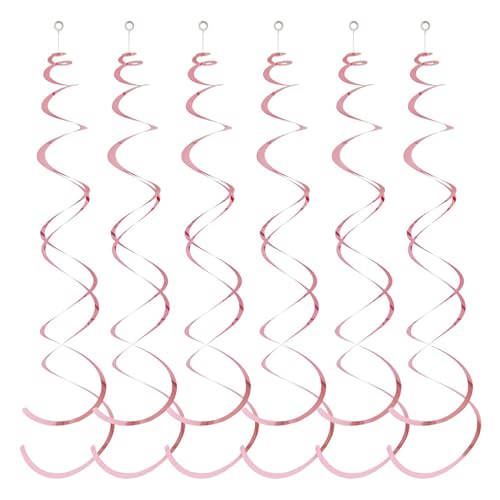 PERZOE Geruchlose Hängedekorationen, 6 Stück, Spiralanhänger, Party-Luftschlangen, Kunststoff-Luftschlangen, Doppelschwanz-Deckenfolie Rosa von PERZOE