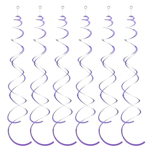 PERZOE Geruchlose Hängedekorationen, 6 Stück, Spiralanhänger, Party-Luftschlangen, Kunststoff-Luftschlangen, Doppelschwanz-Deckenfolie Violett von PERZOE
