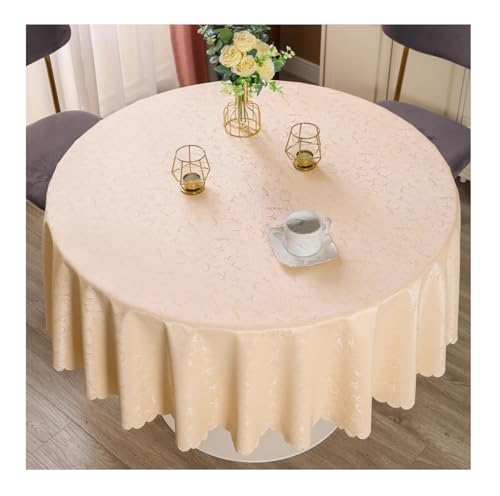 PETBNA Tischdecke, rund, schmutzabweisend, aus PVC, beige, Durchmesser 220 cm, geeignet für runde Tische mit einem Durchmesser von 150 – 170 cm von PETBNA