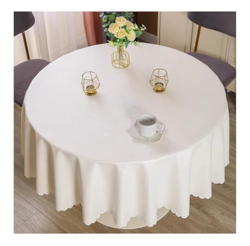 PETBNA Tischdecke, rund, schmutzabweisend, aus PVC, weiß, Durchmesser 160 cm, geeignet für runde Tische mit einem Durchmesser von 90 – 110 cm von PETBNA