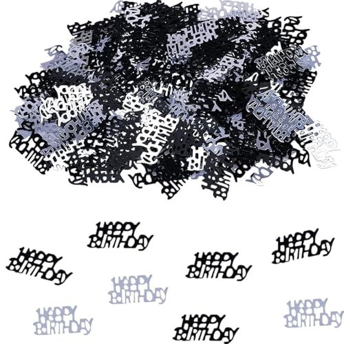 15g Happy Birthday Konfetti, Silber Schwarz Geburtstag Tischkonfetti, Glitter Konfetti Dekoration, für Geschenkverpackungen, Grußkarten, Einladungen, Geschenktüten, Tortenständer von PETERMALLON