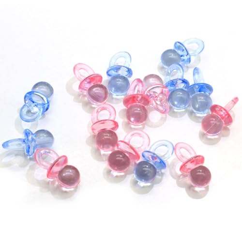 50 Stück Mini Schnuller Dekoration, dekorative Schnuller Konfetti, Baby-Taufe Tischdekoration, für Baby-Dusche, Basteln, DIY, Team-Spiele, Geschenk-Taschen (blau, rosa) von PETERMALLON