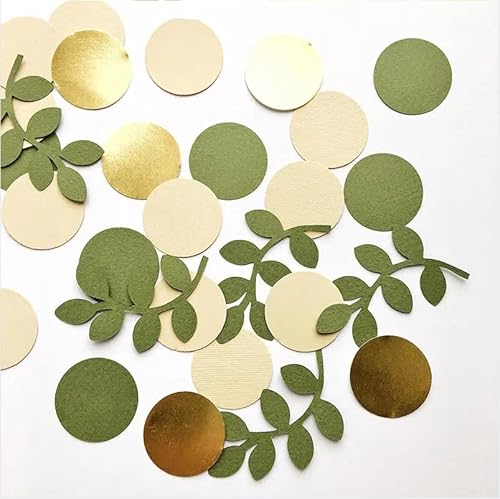 Konfetti Streudeko,100 Stück Konfetti Geburtstag Deko Grün Gold, Papier Hochzeitsdeko Tisch, Runde Streudeko Confetti für Geburtstag Hochzeit Babyparty Dekoration(Groß 2.5cm) von PETERMALLON