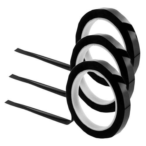 PETERMALLON 3 Rollen Whiteboard klebeband Schwarz,12mm x 66m PET Kabelbaum,Isolierung Elektrisches Klebeband,Klebebänder zum Basteln,Fine Line Tape,Für Diagramm,Schule von PETERMALLON
