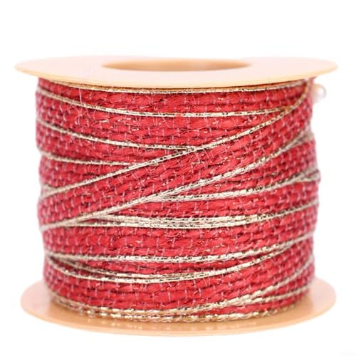 Juteband im Vintage-Stil mit Spitzenbesatz, 10 m Jute-Rolle, Sackleinenband mit Spitze für Geschenkverpackungen, Party-Dekoration, Rot Juteband im Vintage-Stil mit Spitzenbesatz, 10 m Jute-Rolle, Sackleinenband mit Spitze für Geschenkverpackungen, Party-Dekoration, Rot von PETSTIBLE