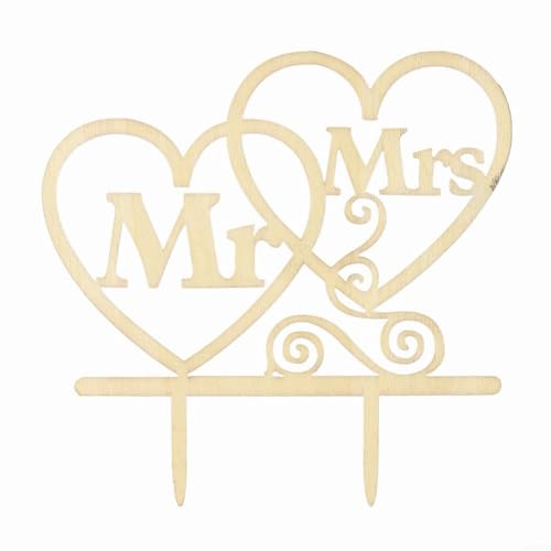 Rustikaler Tortenaufsatz aus Holz, Herr & Mrs. Herzen, Dekoration für Hochzeitstorte, schafft einen charmanten und einzigartigen Look (1 Stück) von PETSTIBLE
