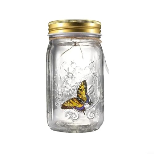 Simulierte Schmetterlings-Flasche aus Glas, einzigartiges und simuliertes Schmetterlingsglas, ideal für die Dekoration von Partys und besonderen Anlässen (1 gelb) von PETSTIBLE