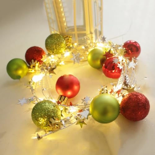 PETSTIBLE Warmweiße LED-Lichterkette, 2M Weihnachtslicht-Girlande, 20 Lichterketten (Rot und Grün) von PETSTIBLE