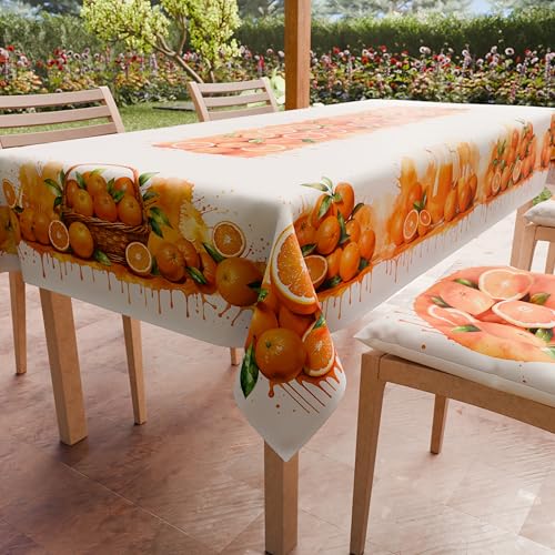 PETTI Artigiani Italiani - Fleckabweisende Tischdecke, quadratisch, 140 x 140 cm, Küchen-Design, Obst-Orangen, für 4 Plätze (140 x 140 cm), 100% Made in Italy von PETTI Artigiani Italiani
