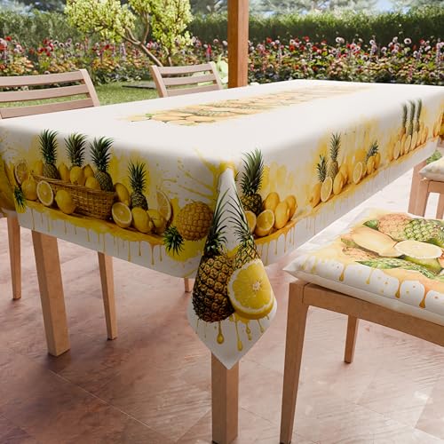 PETTI Artigiani Italiani - Fleckabweisende Tischdecke, quadratisch, 140 x 140 cm, Küchen-Design, Obst und Zitronen und Ananas, für 4 Plätze (140 x 140 cm), 100% Made in Italy von PETTI Artigiani Italiani