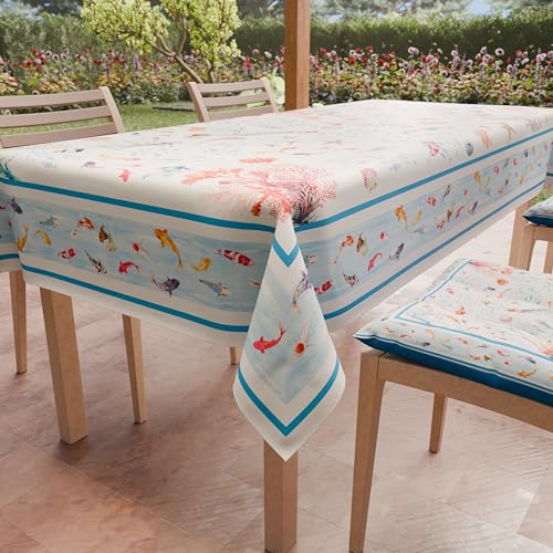 PETTI Artigiani Italiani - Fleckabweisende Tischdecke, quadratisch, 140 x 140 cm, Küchentisch, Design Sea Life, für 4 Plätze (140 x 140 cm), 100% Made in Italy von PETTI Artigiani Italiani
