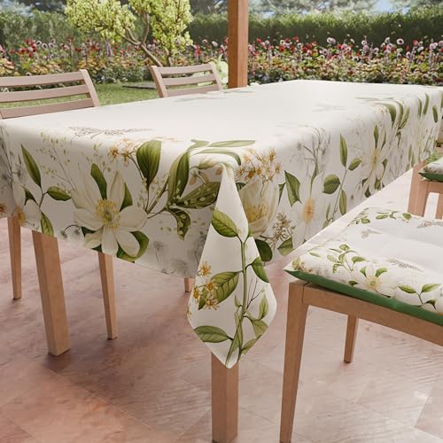 PETTI Artigiani Italiani - Fleckabweisende Tischdecke, quadratisch, 140 x 140 cm, für Küchentisch, Blumenmuster, für 4 Plätze (140 x 140 cm), 100% Made in Italy von PETTI Artigiani Italiani