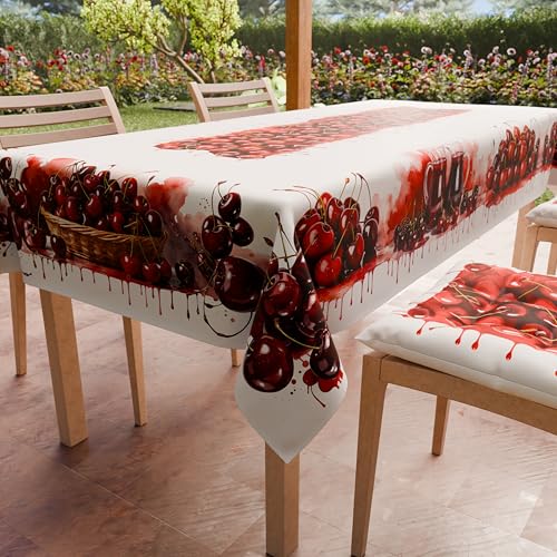 PETTI Artigiani Italiani - Fleckabweisende Tischdecke, rechteckig, für Küche, Design Früchte, Kirschen X6 Plätze (140 x 180 cm), 100% Made in Italy von PETTI Artigiani Italiani