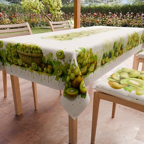 PETTI Artigiani Italiani - Fleckabweisende Tischdecke, rechteckig, für Küche, Design Früchte, Trauben und Kiwi, X18 Plätze (140 x 360 cm), 100% Made in Italy von PETTI Artigiani Italiani