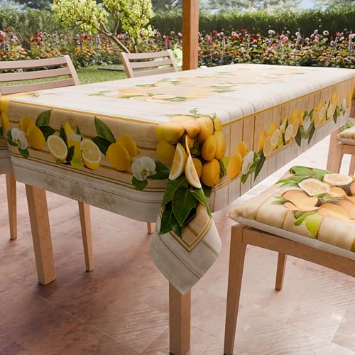 PETTI Artigiani Italiani - Fleckabweisende Tischdecke, rechteckig, für Küche, Design Lemon (140 x 300 cm), 100% Made in Italy von PETTI Artigiani Italiani