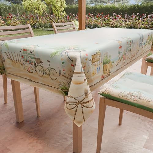 PETTI Artigiani Italiani - Fleckabweisende Tischdecke, rechteckig, für Küche, Design Strand, für 6 Plätze (140 x 180 cm), 100% Made in Italy von PETTI Artigiani Italiani