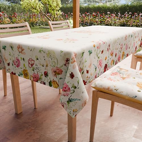 PETTI Artigiani Italiani - Fleckabweisende rechteckige Tischdecke für Küche, Blumenmuster 06 (140 x 300 cm), 100% Made in Italy von PETTI Artigiani Italiani