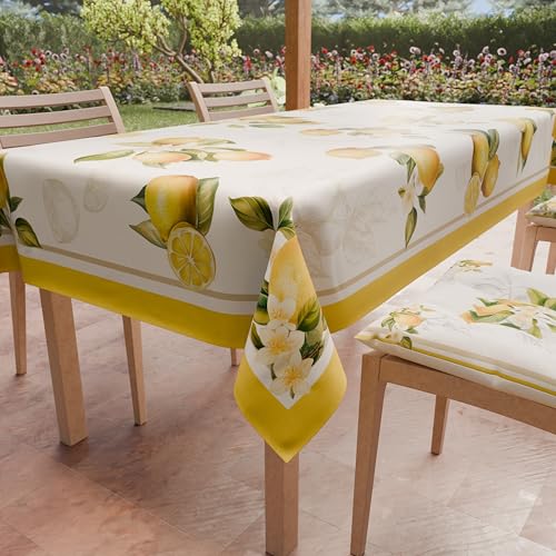 PETTI Artigiani Italiani - Fleckabweisende rechteckige Tischdecke für Küche, Design Lemon_02 X6 Plätze (140 x 180 cm), 100% Made in Italy von PETTI Artigiani Italiani