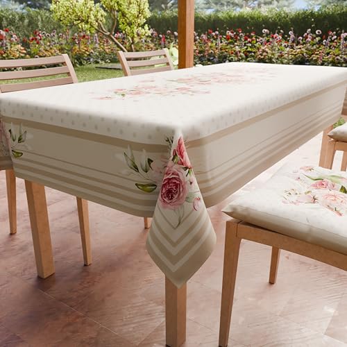 PETTI Artigiani Italiani - Fleckabweisende rechteckige Tischdecke für Küche, Design Tupfen Taupe (140 x 300 cm), 100% Made in Italy von PETTI Artigiani Italiani