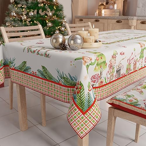 PETTI Artigiani Italiani -Schmutzabweisende Weihnachtstischdecke rechteckig, für die Küche, Noel, für X18 Personen (140x360 cm) 100% Made in Italy von PETTI Artigiani Italiani