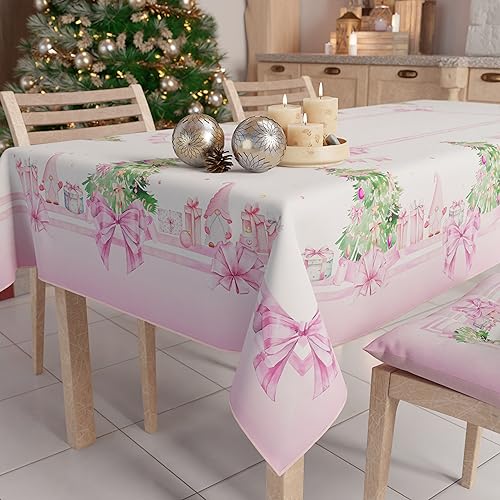 PETTI Artigiani Italiani -Schmutzabweisende Weihnachtstischdecke rechteckig, für die Küche, Wichtel-Motiv,für X6 Personen (140x180 cm) 100% Made in Italy von PETTI Artigiani Italiani