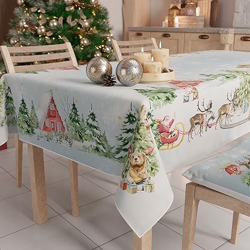 PETTI Artigiani Italiani -Schmutzabweisende Weihnachtstischdecke rechteckig, für die Küche,Schnee,für X12 Personen (140x240 cm) 100% Made in Italy von PETTI Artigiani Italiani