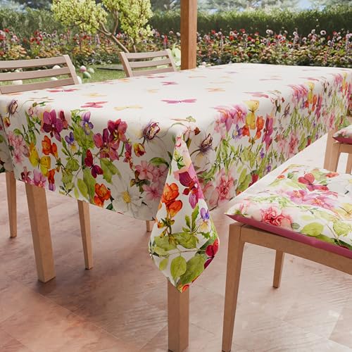 PETTI Artigiani Italiani - Tischdecke, schmutzabweisend, quadratisch, 140 x 140 cm, Küchentischbezug, Design: Schmetterlinge, X4-Sitzer (140 x 140 cm), 100% Made in Italy von PETTI Artigiani Italiani