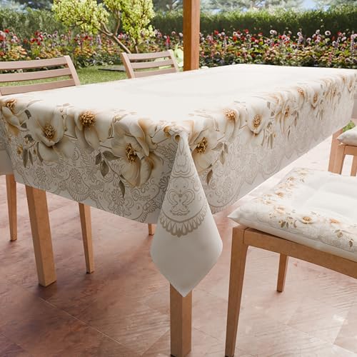 PETTI Artigiani Italiani - Tischdecke, schmutzabweisend, rechteckig, für Küche, Design Magnolia, X18 Plätze (140 x 360 cm), 100% Made in Italy von PETTI Artigiani Italiani